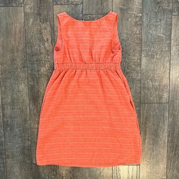 patagonia island hemp crossover dress in peachy orange stripe - Picture 4 of 7